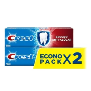 Pasta dental anticaries con flúor Crest Escudo Anti-azúcar 2 pzas con 90 ml c/u