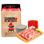 Paquete de carne Flecha: 2kg Flecha, 800g Salchicha, 1KG Tortillas, 1 Carbón