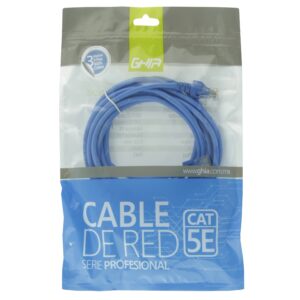 CABLE DE RED UTP CAT5E GHIA 100COBRE AZUL RJ45 3M 9 PIES PATCH CORD