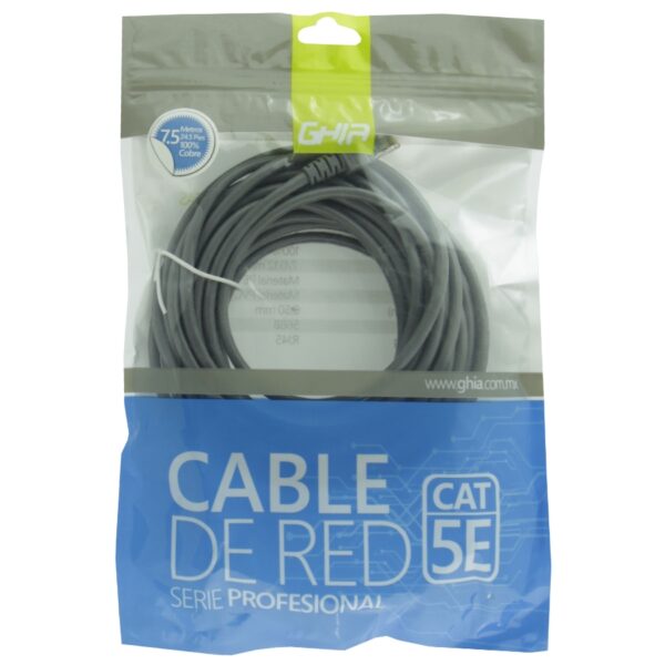 CABLE DE RED UTP CAT5E GHIA 100COBRE GRIS RJ45 7.5M 22.5 PIES PATCH CORD - Image 3