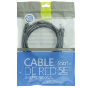CABLE DE RED UTP CAT5E GHIA 100COBRE GRIS RJ45 2M 6 PIES PATCH CORD