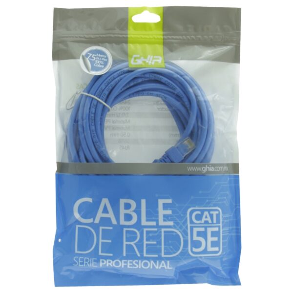 CABLE DE RED UTP CAT5E GHIA 100COBRE AZUL RJ45 7.5M 22.5 PIES PATCH CORD - Image 2
