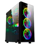 GABINETE GAMER OCELOT/NEGRO/MEDIA TORRE/SOPORTA 6X VENTILADORES 120MM/SOPORTA GPU 350MM/CRISTAL TEMPLADO/SIN FUENTE/ATX