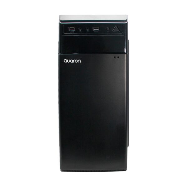 GABINETE MEDIA TORRE QUARONI, FORMATO ATX/ MICRO ATX /MINI ITX/ USB 2.0, FUENTE DE PODER INCUIDA 500W,COLOR NEGRO ACABADO LISO BOTON ENCENDIDO TRIANGULO