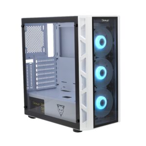 GABINETE OCELOT GAMING OG-C WHITE BLIXARD, SOPORTA TARJETAS E-ATX, ATX, M-ATX E ITX COLOR TOTALMENTE COLOR BLANCO, PANEL LATERAL DE CRISTAL TEMPLADO, FULL TOWER, INCLUYE VENTILADORES ARGB, SOPRTE PARA GPU HORIZONTAL Y VERTICAL.