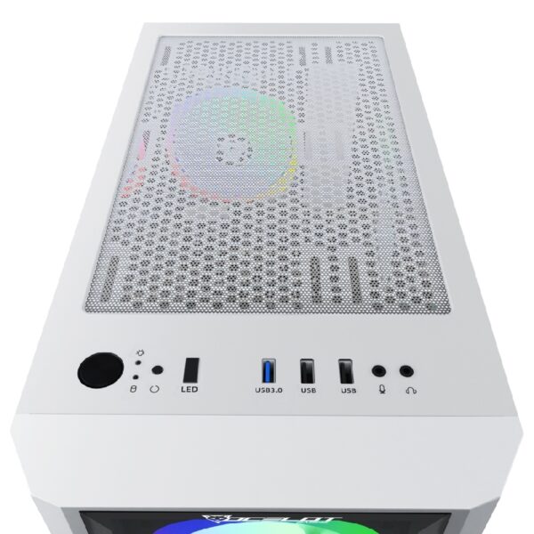 GABINETE OCELOT GAMING OG-C WHITE BLIXARD, SOPORTA TARJETAS E-ATX, ATX, M-ATX E ITX COLOR TOTALMENTE COLOR BLANCO, PANEL LATERAL DE CRISTAL TEMPLADO, FULL TOWER, INCLUYE VENTILADORES ARGB, SOPRTE PARA GPU HORIZONTAL Y VERTICAL. - Image 18