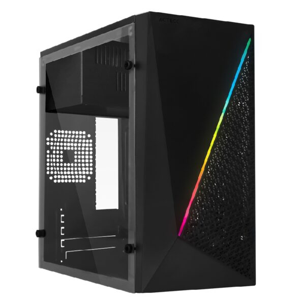 GABINETE ACTECK KIOTO GC460 / MINI TORRE / MICRO ATX, MINI ITX / FUENTE 500W / ILUMINACION RGB / PANEL ACRILICO, METAL / NEGRO / AC-933070 - Image 4