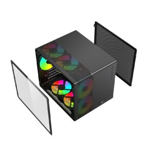 GABINETE GAMER BALAM RUSH TANK MINI GI930 / MINI ATX / MINI ATX - MINI ITX / PANEL CRISTAL TEMPLADO / BAHIA 3X SSD - 2X HDD / VENTILADOR RGB / MALLA METALICA / METAL / NEGRO / BR-936033