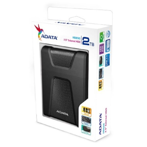 DISCO DURO EXTERNO ADATA HD650 2TB PORTATIL 2.5 USB 3.2 NEGRO WINDOWS MAC LINUX CONTRAGOLPES (AHD650-2TU31-CBK) - Image 2