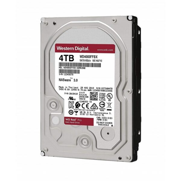 DISCO DURO INTERNO WD RED PRO 4TB 3.5 ESCRITORIO SATA3 6GB/S 256MB 7200RPM 24X7 HOTPLUG NAS 1-16 BAHIAS WD4003FFBX