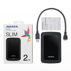DISCO DURO EXTERNO ADATA HV300 2TB PORTATIL 2.5 USB 3.2 NEGRO WINDOWS MAC LINUX DASHDRIVE SLIM (AHV300-2TU31-CBK)