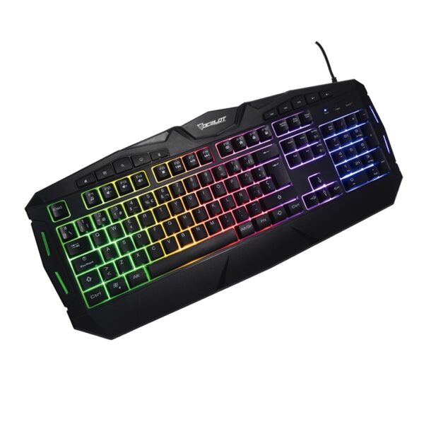 TECLADO MEMBRANA EXTENDIDO OCELOT/ALAMBRICO/PLASTICO/NEGRO/ILUMINACION TIPO ARCOIRIS/TECLAS MULTIMEDIA/GAMER - Image 2