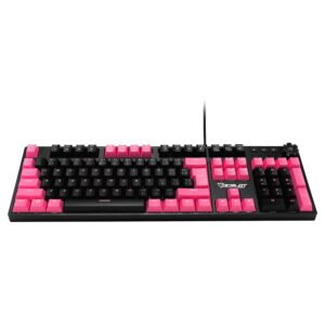 TECLADO MECANICO EXTENDIDO OCELOT/ALAMBRICO/ILUMINACION TIPO RGB CUBIERTA DE ABS/COLOR NEGRO CON ROSA/GAMER
