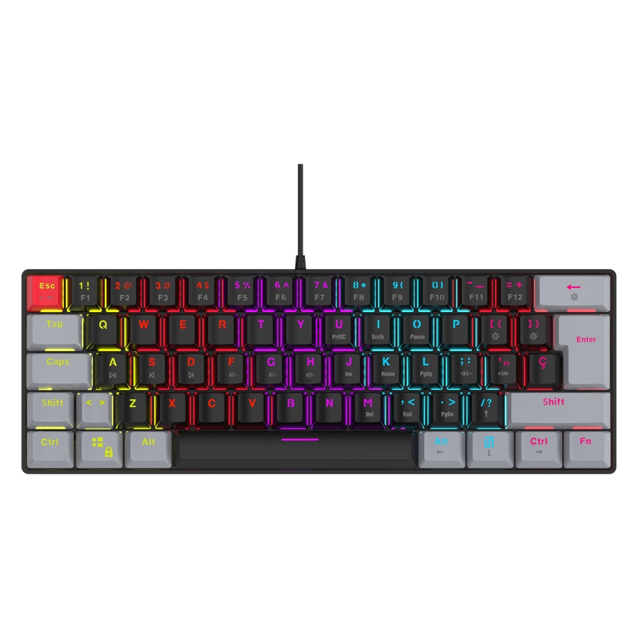 TECLADO MECANICO 60 OCELOT CREATORS COLOR WAY NEGRO CON GRIS, TIPO DE SWITCH AZUL