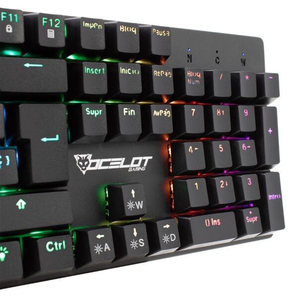 TECLADO ALAMBRICO TIPO MECANICO TKL SWITCH ROJO FULL RGB, ESTRUCTURA DE ABS