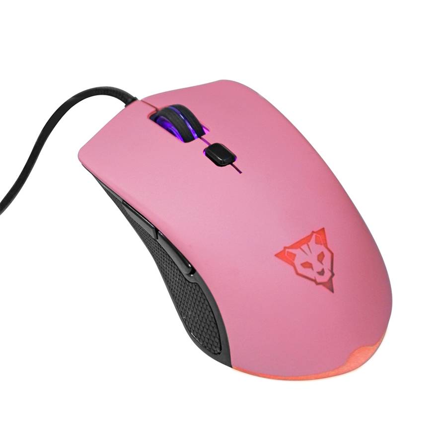 MOUSE OCELOT GAMING ALAMBRICO/ILUMINACION TIPO RGB/DPI 1000-1600-3000-6200/ COLOR ROSA MAGENTA CON NEGRO