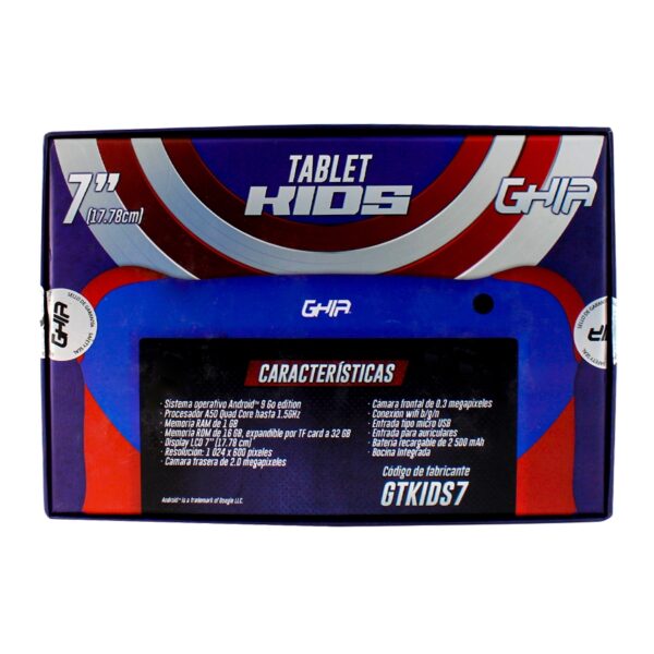 TABLET GHIA 7 KIDS/A50 QUADCORE/1GB RAM/16GB /2CAM/WIFI/BLUETOOTH/2500MAH/ANDROID 9 /AZUL - Image 16