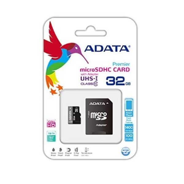 MEMORIA ADATA MICRO SDHC 32GB UHS-I CLASE 10 C/ADAPTADOR (AUSDH32GUICL10-RA1) - Image 3
