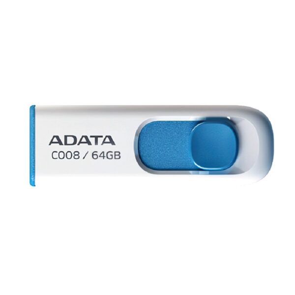 MEMORIA ADATA 64GB USB 2.0 C008 RETRACTIL BLANCO-AZUL (AC008-64G-RWE) - Image 2