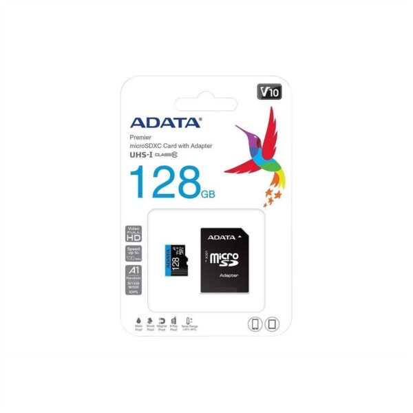 MEMORIA ADATA MICRO SDXC/SDHC 128GB UHS-I 100MB/25MB CLASE 10 V10 A1 C/ADAPTADOR (AUSDX128GUICL10A1-RA1) - Image 3