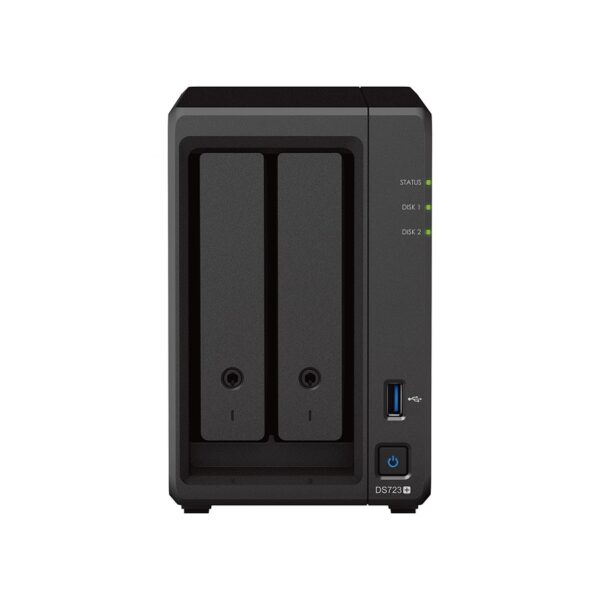 NAS SYNOLOGY DS723+ /2 BAHIAS NUCLEO DOBLE HASTA 3.1 GHZ, 2 PTO LAN GIGA, USB 3.2 X2/ 2 GB DDR4/ HOT-SWAP/SOPORTA 36 TB HASTA 126TB/ SOPORTA M.2 2280/ NO INCLUYE DISCOS/ AMD RYZEN R1600 - Image 2