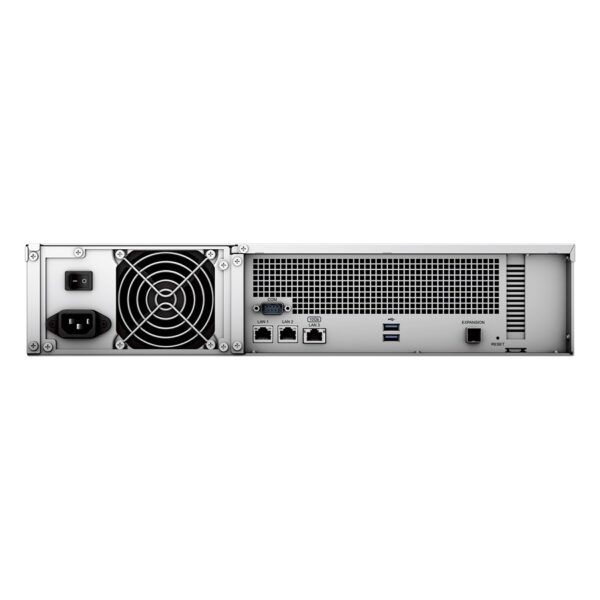 NAS SYNOLOGY RS2423RP+ / 12 BAHIAS/ FUENTE REDUNDANTE/ NUCLEO CUDRUPLE 3.3GHZ/8GB DDR4/ HASTA 216 TB/ LAN GIGABIT X2/ LAN 10GBE X1/ USB 3.2 X2/HOTSWAP/ AMD RYZEN V1780B